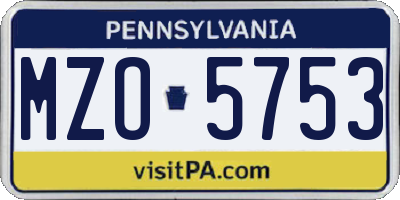 PA license plate MZO5753