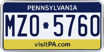 PA license plate MZO5760