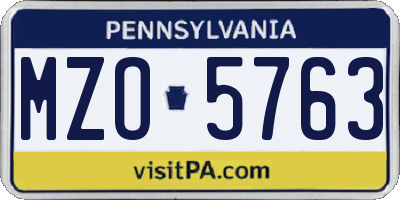 PA license plate MZO5763