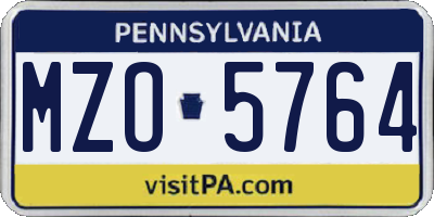 PA license plate MZO5764