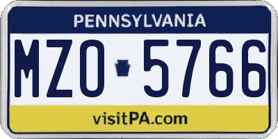 PA license plate MZO5766