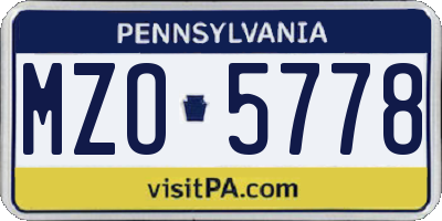 PA license plate MZO5778