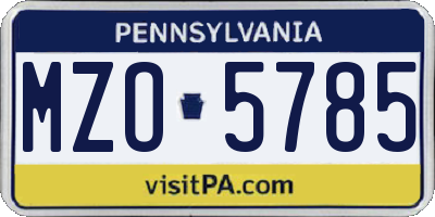 PA license plate MZO5785