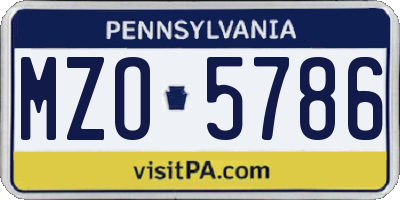 PA license plate MZO5786