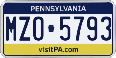 PA license plate MZO5793