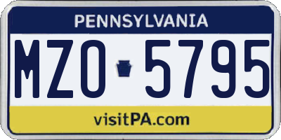 PA license plate MZO5795
