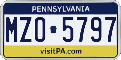 PA license plate MZO5797