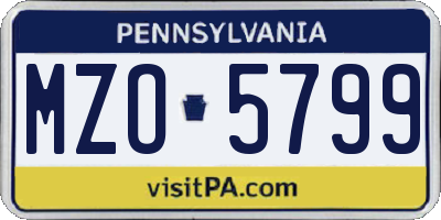 PA license plate MZO5799