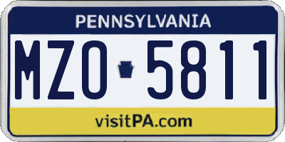 PA license plate MZO5811