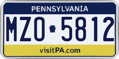 PA license plate MZO5812