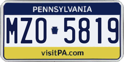 PA license plate MZO5819