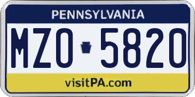 PA license plate MZO5820
