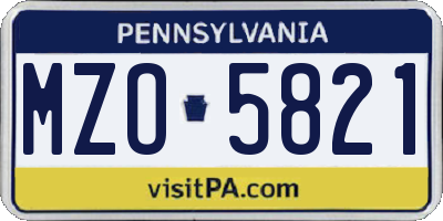 PA license plate MZO5821