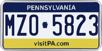 PA license plate MZO5823