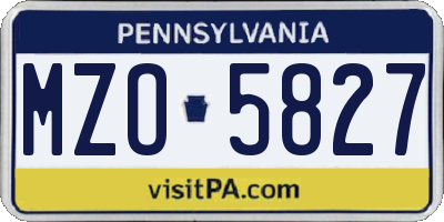 PA license plate MZO5827