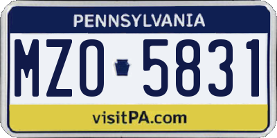 PA license plate MZO5831