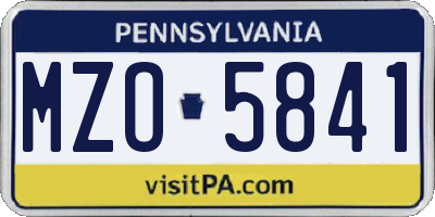 PA license plate MZO5841