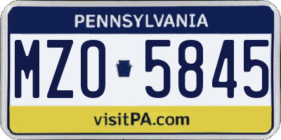 PA license plate MZO5845