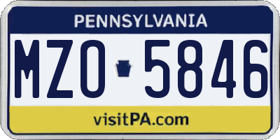 PA license plate MZO5846