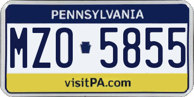 PA license plate MZO5855