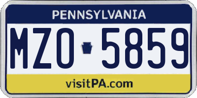 PA license plate MZO5859