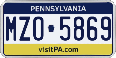 PA license plate MZO5869