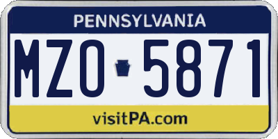 PA license plate MZO5871