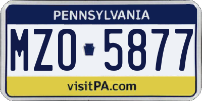 PA license plate MZO5877