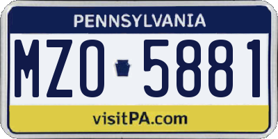 PA license plate MZO5881