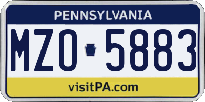 PA license plate MZO5883
