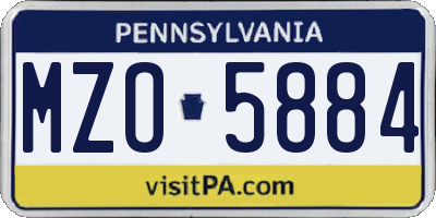 PA license plate MZO5884