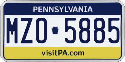 PA license plate MZO5885