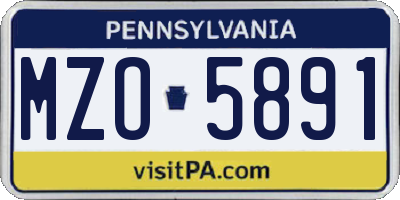 PA license plate MZO5891