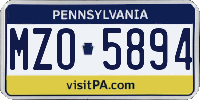 PA license plate MZO5894