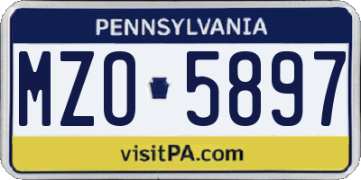 PA license plate MZO5897