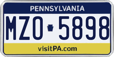 PA license plate MZO5898
