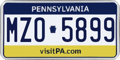 PA license plate MZO5899
