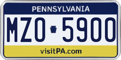 PA license plate MZO5900