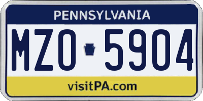 PA license plate MZO5904