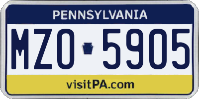 PA license plate MZO5905