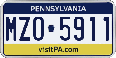PA license plate MZO5911