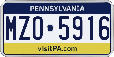 PA license plate MZO5916