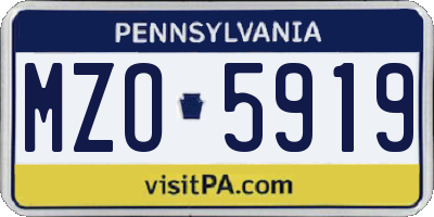 PA license plate MZO5919