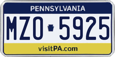 PA license plate MZO5925