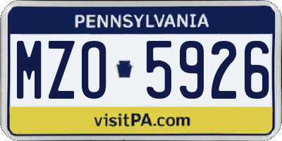 PA license plate MZO5926