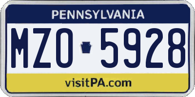 PA license plate MZO5928
