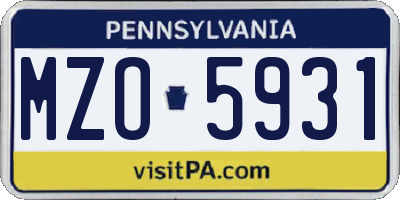 PA license plate MZO5931