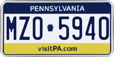PA license plate MZO5940
