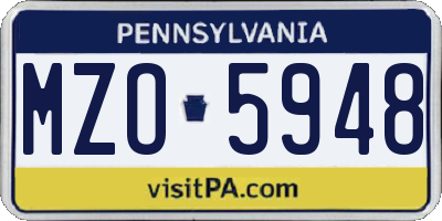 PA license plate MZO5948