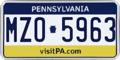 PA license plate MZO5963